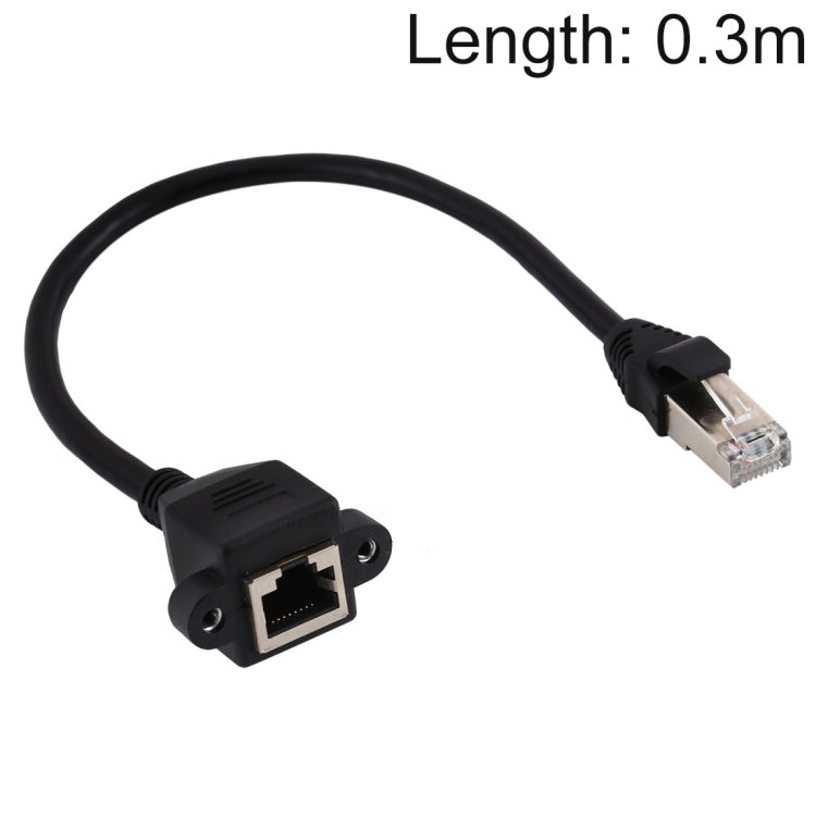 RJ45 암-수 CATE5 네트워크 패널 마운트 나사 잠금 연장 케이블, 길이: 0.3m, 0.3m
