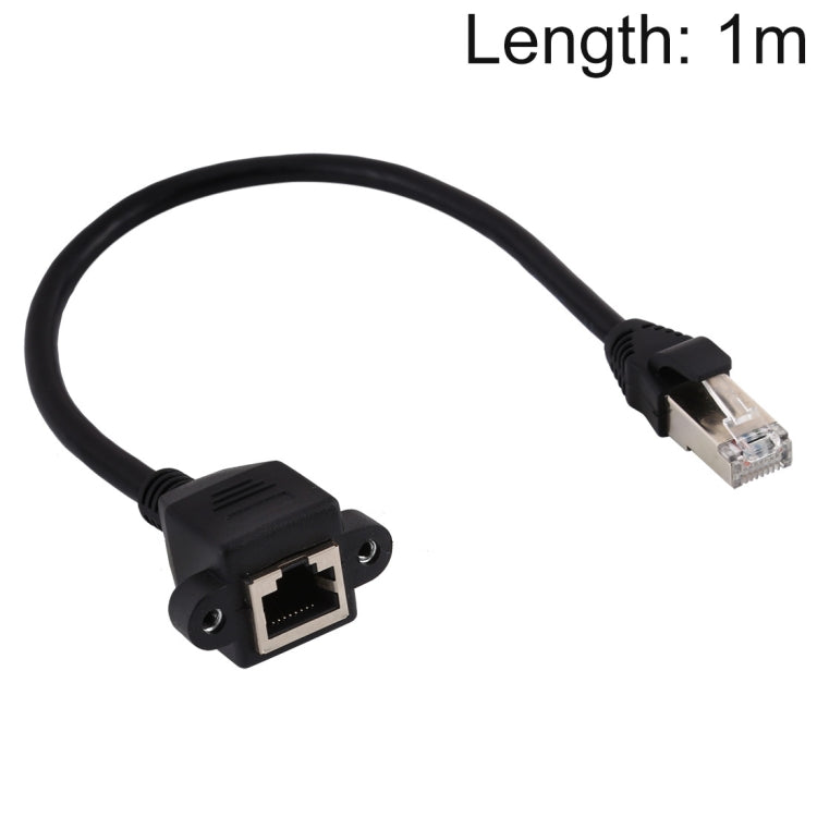 RJ45 암컷 to 수컷 CAT6E 네트워크 패널 마운트 나사 잠금 연장 케이블, 길이: 1m, 길이: 1m