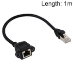RJ45 암컷 to 수컷 CAT6E 네트워크 패널 마운트 나사 잠금 연장 케이블, 길이: 1m, 길이: 1m