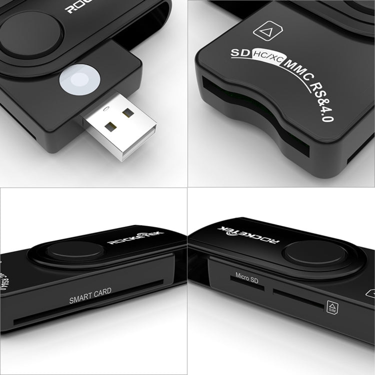 ROCKETEK CR310 USB 3.0 + TF 카드 + SD 카드 + SIM 카드 + 스마트 카드 다기능 카드 리더기, USB 3.0