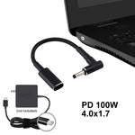 PD 100W 18.5-20V 4.0 x 1.35mm 엘보우 to USB-C / Type-C 어댑터 나일론 브레이드 케이블