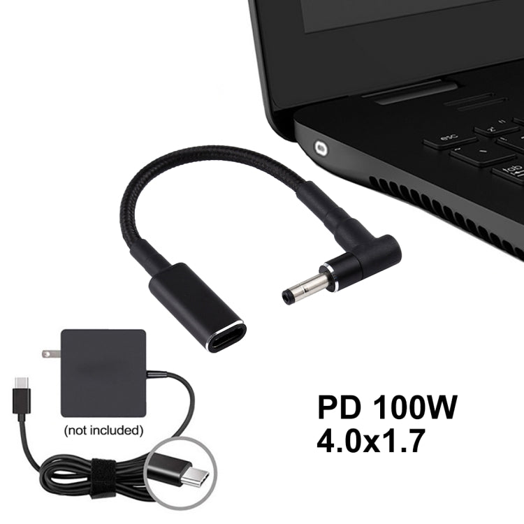 PD 100W 18.5-20V 4.0 x 1.35mm 엘보우 to USB-C / Type-C 어댑터 나일론 브레이드 케이블