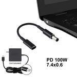 PD 100W 18.5-20V 7.4 x 0.6mm to USB-C / Type-C 어댑터 나일론 브레이드 케이블 HP용, 7.4 x 0.6mm