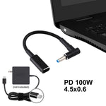 PD 100W 18.5-20V 4.5 x 0.6mm 엘보우 to USB-C / Type-C 어댑터 나일론 브레이드 케이블 HP용, 4.5 x 0.6mm