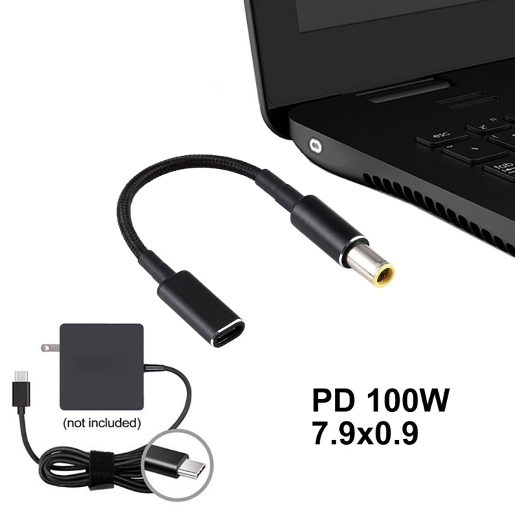 PD 100W 18.5-20V 7.9 x 0.9mm to USB-C / Type-C 어댑터 나일론 브레이드 케이블