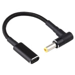 PD 100W 18.5-20V 5.5 x 2.5mm 엘보우 to USB-C / Type-C 어댑터 나일론 브레이드 케이블, 5.5 x 2.5mm