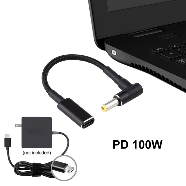 PD 100W 18.5-20V 5.5 x 2.5mm 엘보우 to USB-C / Type-C 어댑터 나일론 브레이드 케이블, 5.5 x 2.5mm