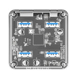 ORICO MH4U-100 USB 3.0 투명 데스크탑 허브, 100cm 마이크로 USB 케이블 포함, MH4U-100