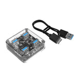 ORICO MH4U-100 USB 3.0 투명 데스크탑 허브, 100cm 마이크로 USB 케이블 포함, MH4U-100
