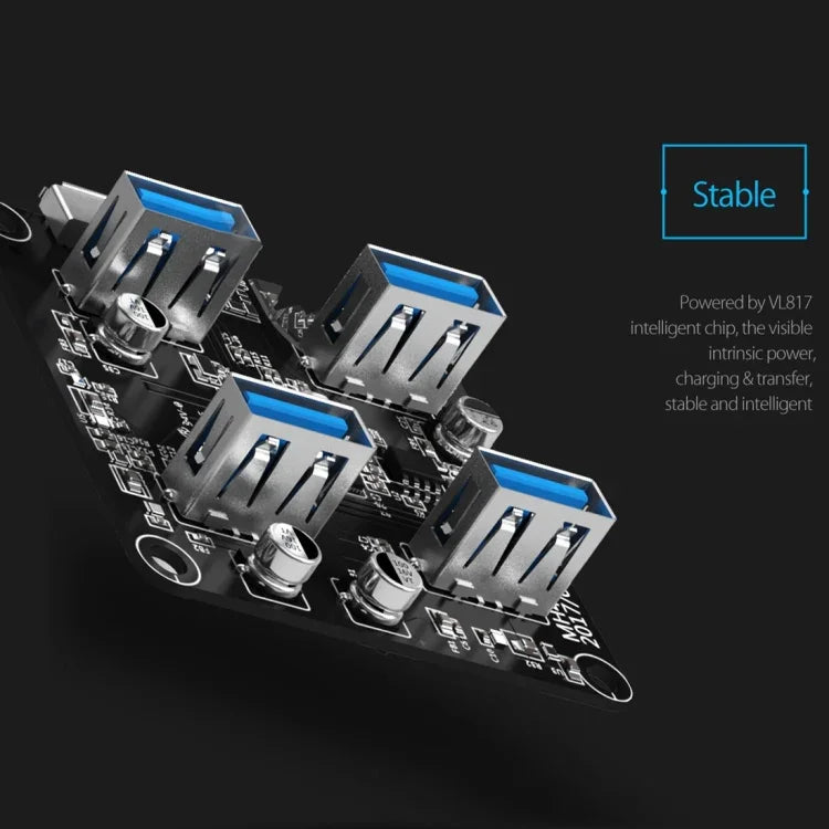 ORICO MH4U-100 USB 3.0 투명 데스크탑 허브, 100cm 마이크로 USB 케이블 포함, MH4U-100