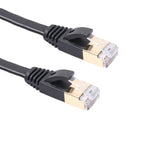 1m CAT7 10기가비트 이더넷 울트라 플랫 패치 케이블 모뎀 라우터 LAN 네트워크용 - 쉴드 RJ45 커넥터 내장, 길이: 1m
