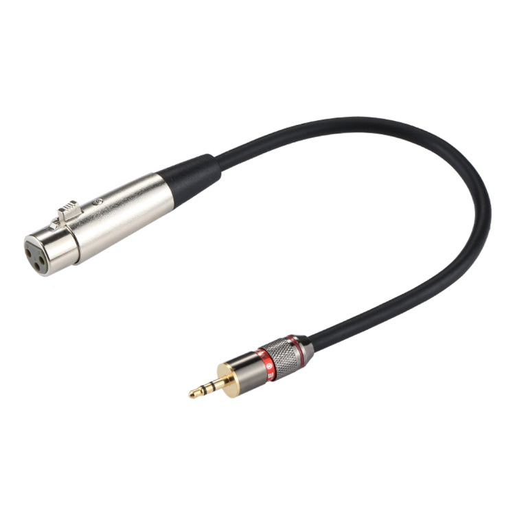 금속 헤드 3.5mm 수컷 to 알루미늄 케이스 3핀 XLR 캐논 암컷 오디오 커넥터 어댑터 케이블, 총 길이: 약 35cm, 3핀 암컷