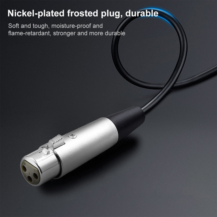 금속 헤드 3.5mm 수컷 to 알루미늄 케이스 3핀 XLR 캐논 암컷 오디오 커넥터 어댑터 케이블, 총 길이: 약 35cm, 3핀 암컷
