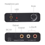 192KHz DAC 컨버터 HD HIFI 광학 to RCA+3.5mm 헤드폰 5.1 채널 디지털 오디오 컨버터 볼륨 조절 포함, 192KHz DAC