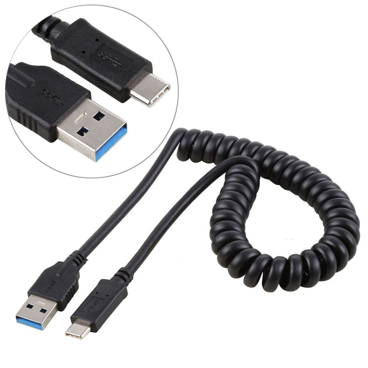 1.5m 고속 USB 3.0 수 to USB-C / 타입-C 수 리트랙터블 스프링 연장 케이블, USB 3.0 수 to 타입-C 수