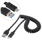 1.5m 고속 USB 3.0 수 to USB-C / 타입-C 수 리트랙터블 스프링 연장 케이블, USB 3.0 수 to 타입-C 수