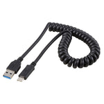 1.5m 고속 USB 3.0 수 to USB-C / 타입-C 수 리트랙터블 스프링 연장 케이블, USB 3.0 수 to 타입-C 수