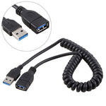 1.5m 고속 USB 3.0 수 to 암 리트랙터블 스프링 연장 케이블, USB 3.0 수 to 암