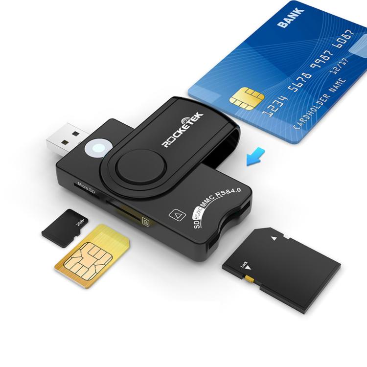 ROCKETEK CR310 USB 2.0 + TF 카드 + SD 카드 + SIM 카드 + 스마트 카드 다기능 카드 리더기, USB 2.0