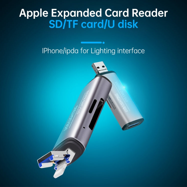 118 2 in 1 USB + 8핀 인터페이스 USB 플래시 디스크 / 메모리 카드 OTG 카드 리더기 IOS 시스템 휴대폰 / 컴퓨터용