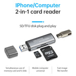118 2 in 1 USB + 8핀 인터페이스 USB 플래시 디스크 / 메모리 카드 OTG 카드 리더기 IOS 시스템 휴대폰 / 컴퓨터용