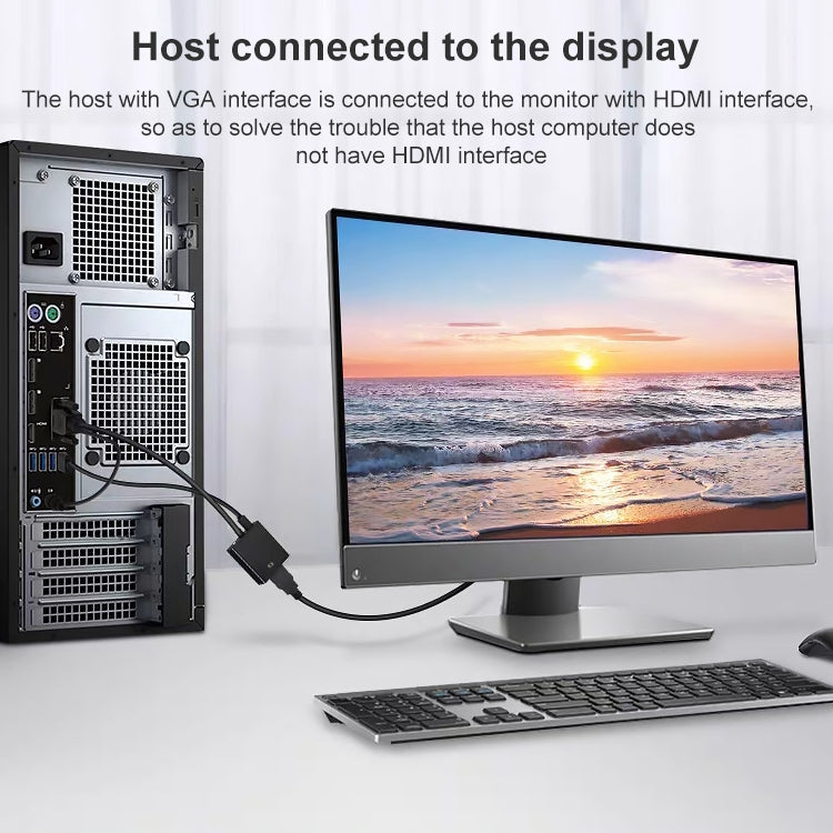 HDCO-VGAM2 1080P VGA 수컷 to HDMI 암컷 변환기 3.5mm 오디오 케이블 포함, HDCO-VGAM2