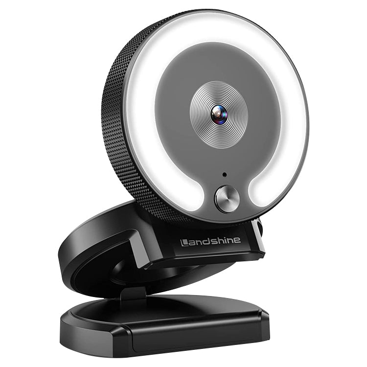 Landshine 90도 광각 2K USB 자동 초점 컴퓨터 라이브 뷰티 HD 카메라 링 라이트 포함