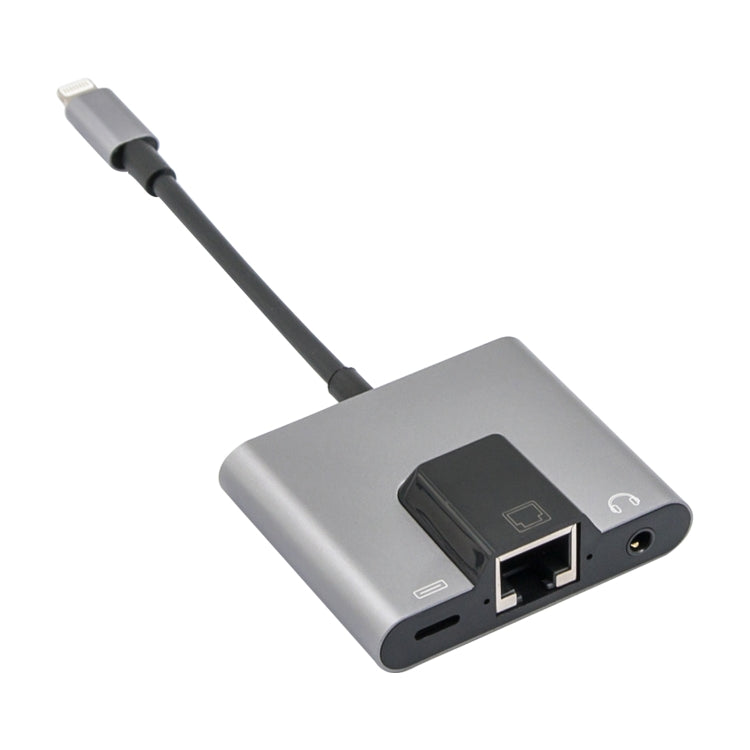 NK-1056 3 in 1 8핀 수컷 to 8핀 충전 + RJ45 이더넷 + 3.5mm 이어폰 암컷 어댑터, NK-1056