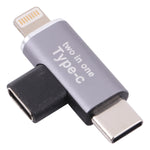 USB-C / Type-C 암컷 to 8핀 수컷 + USB-C / Type-C 수컷 변환기, Type-C 암컷 to 8핀 + Type-C 수컷