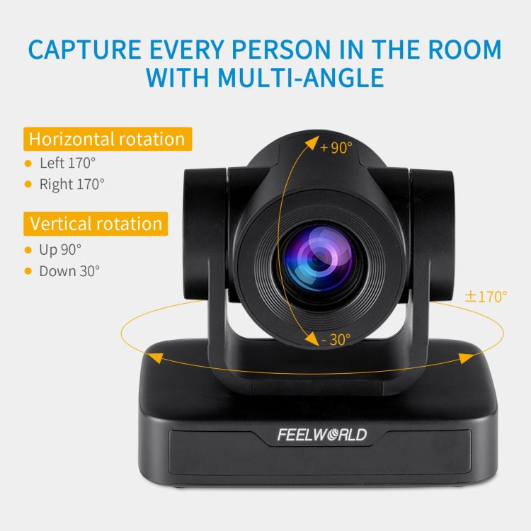 FEELWORLD USB10X 10배 광학 줌 1080P USB PTZ 화상 회의 카메라, EU 및 미국 플러그, USB10X