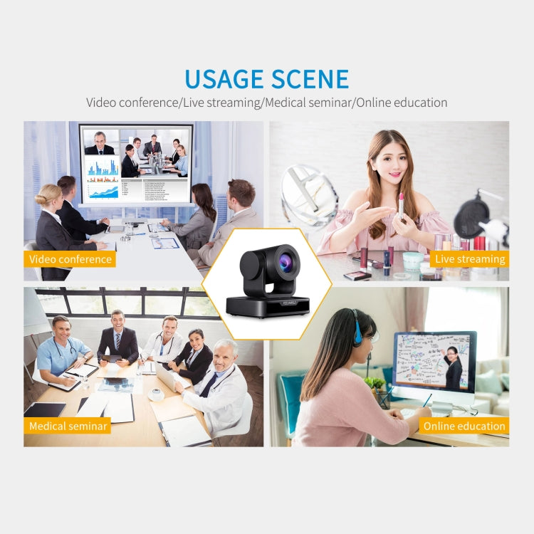 FEELWORLD USB10X 10배 광학 줌 1080P USB PTZ 화상 회의 카메라, EU 및 미국 플러그, USB10X