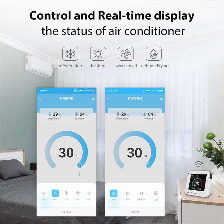 NEO NAS-RT01W WiFi 스마트 컬러 스크린 적외선 에어컨 컨트롤러 온도 조절기