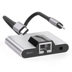 NK-1056Pro 3 in 1 8핀 + USB-C / Type-C 수컷 to 8핀 충전 + 이더넷 + 3.5mm 이어폰 암컷 어댑터, NK-1056Pro