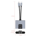 NK-1056Pro 3 in 1 8핀 + USB-C / Type-C 수컷 to 8핀 충전 + 이더넷 + 3.5mm 이어폰 암컷 어댑터, NK-1056Pro