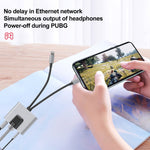 NK-1056Pro 3 in 1 8핀 + USB-C / Type-C 수컷 to 8핀 충전 + 이더넷 + 3.5mm 이어폰 암컷 어댑터, NK-1056Pro