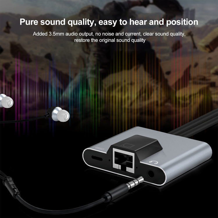 NK-1056Pro 3 in 1 8핀 + USB-C / Type-C 수컷 to 8핀 충전 + 이더넷 + 3.5mm 이어폰 암컷 어댑터, NK-1056Pro