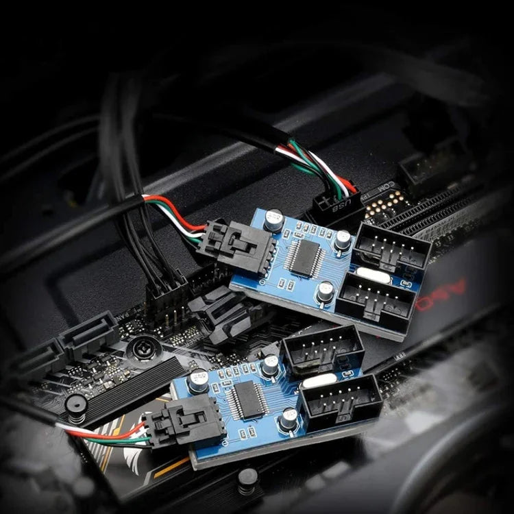Rocketek HC427 9핀 USB2.0 허브 어댑터 원투포 스플리터 회로 기판, 원투포