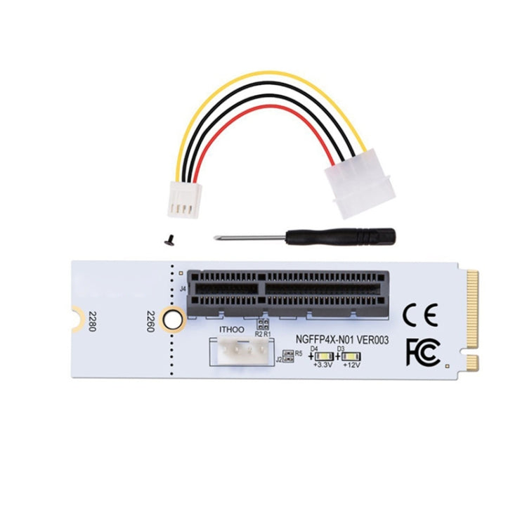 NGFF M.2 키 M에서 PCI-E 1X / 4X / 8X / 16X 그래픽 카드 마이닝 슬롯 어댑터 라이저 컨버터 카드 LED 및 4핀 전원 케이블 포함, VER003 4핀 전원 케이블 포함