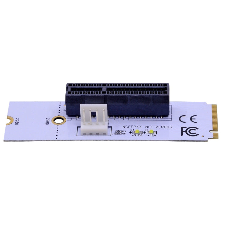 NGFF M.2 키 M에서 PCI-E 1X / 4X / 8X / 16X 그래픽 카드 마이닝 슬롯 어댑터 라이저 컨버터 카드 LED 및 4핀 전원 케이블 포함, VER003 4핀 전원 케이블 포함