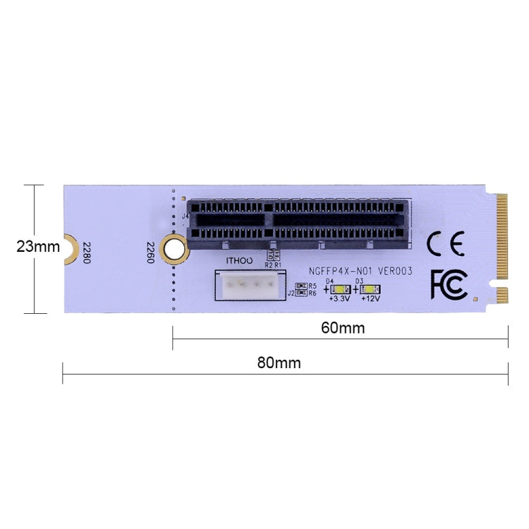 NGFF M.2 키 M에서 PCI-E 1X / 4X / 8X / 16X 그래픽 카드 마이닝 슬롯 어댑터 라이저 컨버터 카드 LED 및 4핀 전원 케이블 포함, VER003 4핀 전원 케이블 포함