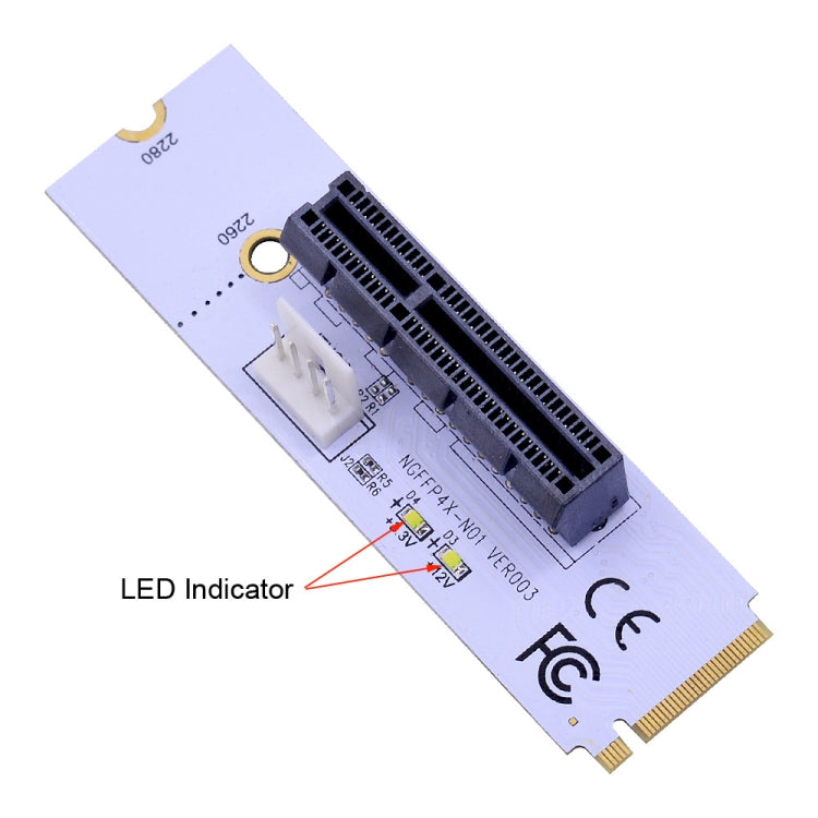 NGFF M.2 키 M에서 PCI-E 1X / 4X / 8X / 16X 그래픽 카드 마이닝 슬롯 어댑터 라이저 컨버터 카드 LED 및 4핀 전원 케이블 포함, VER003 4핀 전원 케이블 포함