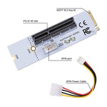 NGFF M.2 키 M에서 PCI-E 1X / 4X / 8X / 16X 그래픽 카드 마이닝 슬롯 어댑터 라이저 컨버터 카드 LED 및 4핀 전원 케이블 포함, VER003 4핀 전원 케이블 포함