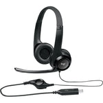 Logitech H390 USB 유선 헤드셋 스테레오 헤드폰 노이즈 캔슬링 마이크 포함