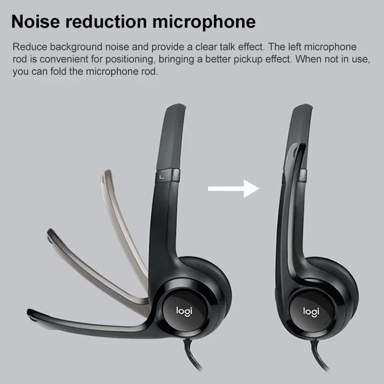 Logitech H390 USB 유선 헤드셋 스테레오 헤드폰 노이즈 캔슬링 마이크 포함
