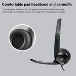 Logitech H390 USB 유선 헤드셋 스테레오 헤드폰 노이즈 캔슬링 마이크 포함