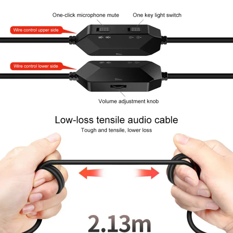 YINDIAO Q2 헤드마운트 유선 게임용 헤드셋 마이크 포함, 버전: 듀얼 3.5mm + USB, Q2 듀얼 3.5mm + USB(화이트)