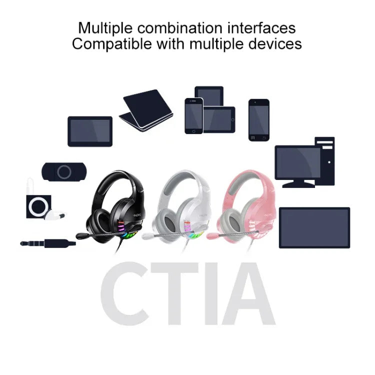 YINDIAO Q2 헤드마운트 유선 게임용 헤드셋 마이크 포함, 버전: 듀얼 3.5mm + USB, Q2 듀얼 3.5mm + USB(화이트)