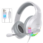YINDIAO Q2 헤드마운트 유선 게임용 헤드셋 마이크 포함, 버전: 싱글 USB 사운드 카드, Q2 싱글 USB 사운드 카드(화이트)