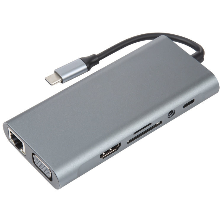 100M 네트워크 포트 지원 11 in 1 USB-C / 타입-C to USB 도킹 스테이션 허브 어댑터, 100M 네트워크 포트