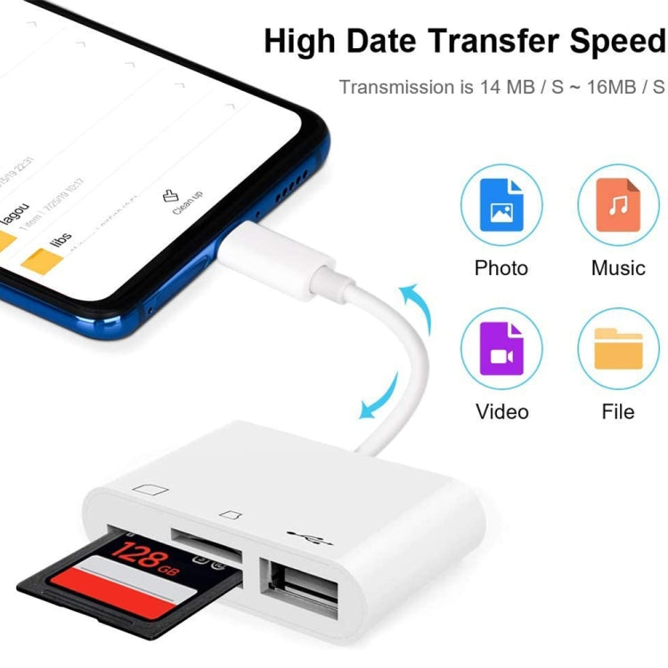 NK103TC 3 in 1 USB-C / Type-C 수컷 to SD + TF + USB 암컷 카메라 리더기, NK103TC